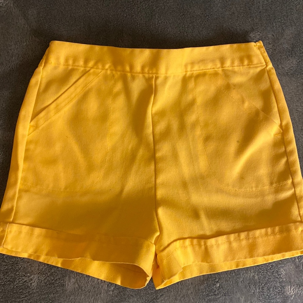 Yellow Cotton Shorts with Side Pockets